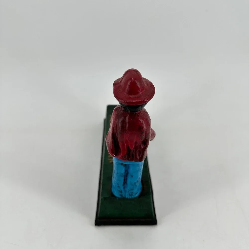 Vintage Style Cast Iron Monkey Bank Mechanical Coin Bank Red Green Hand Painted